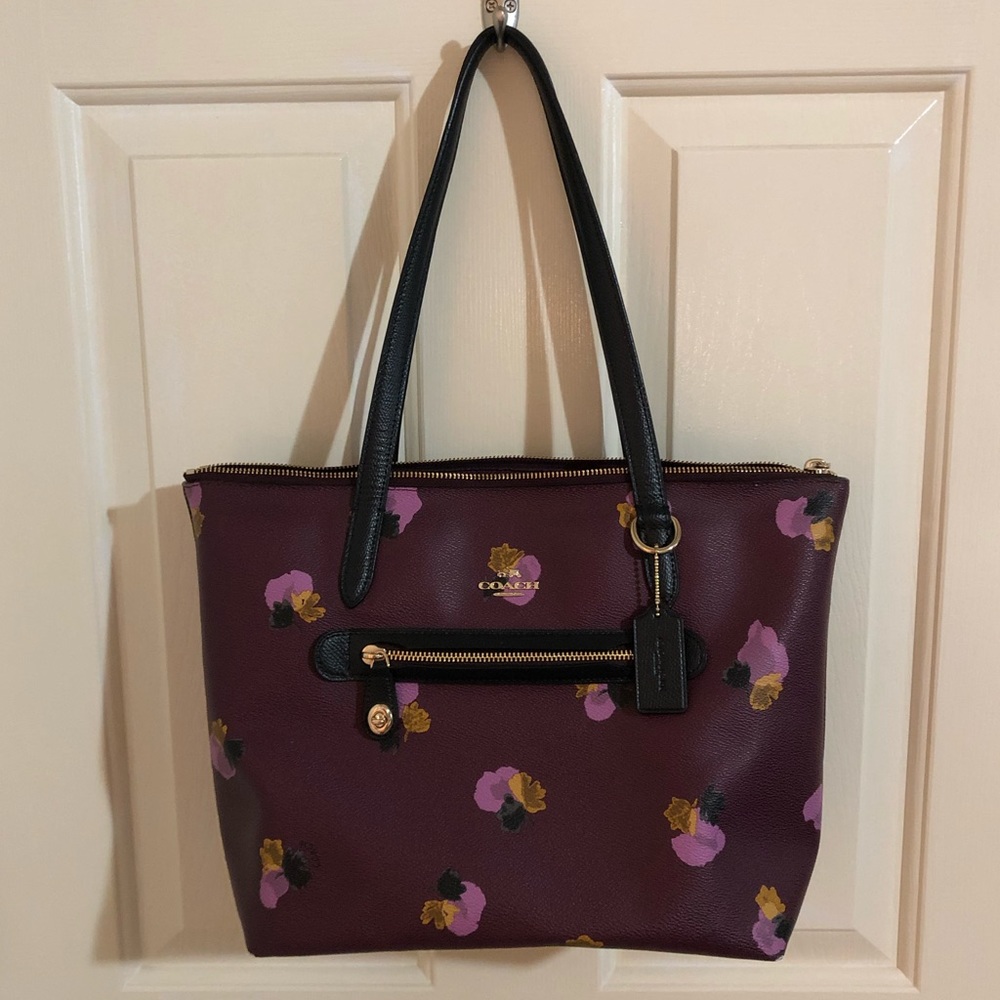 Coach purse, purple floral print